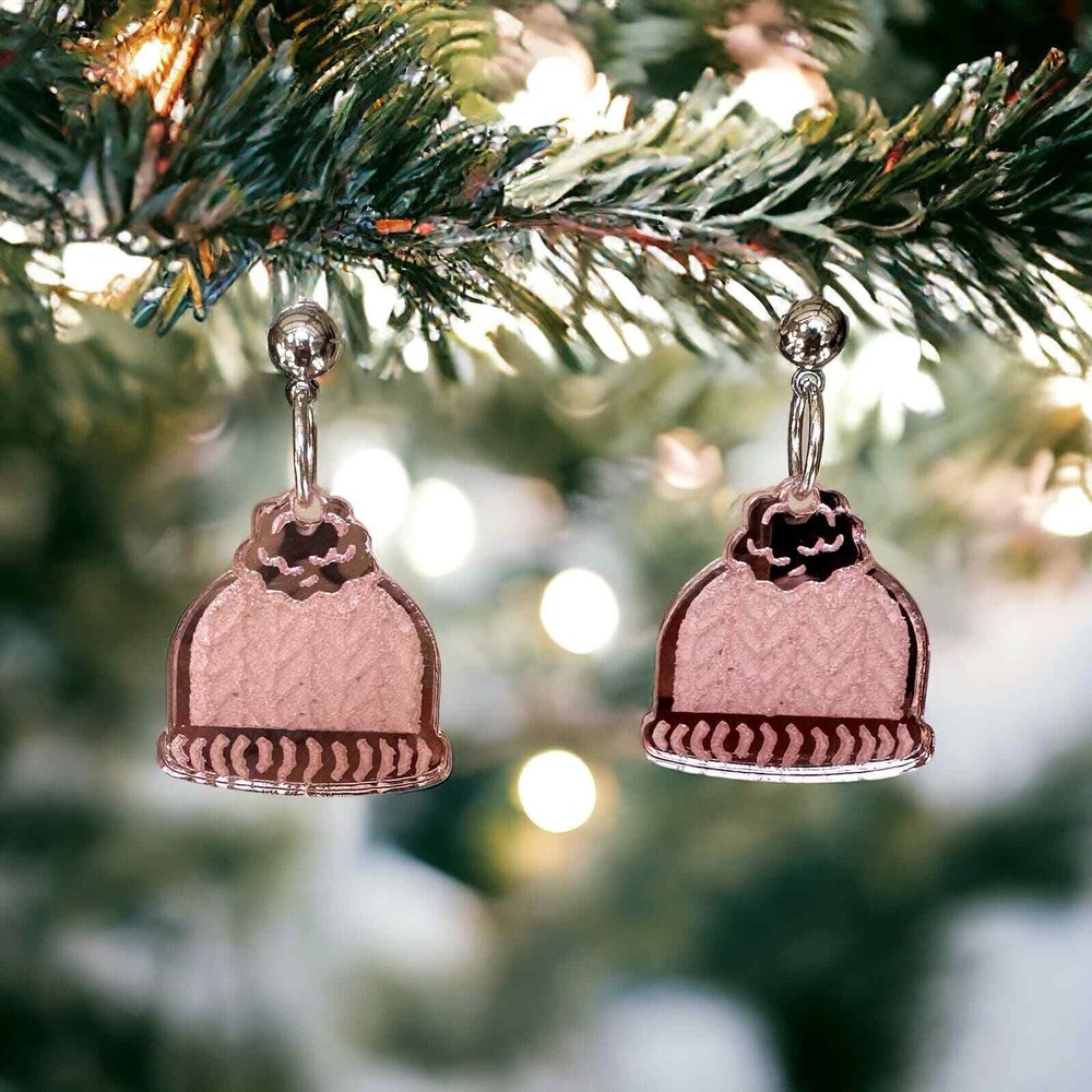 Cable Knit‎ Winter Hat Earrings